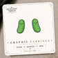 Smiling Pickle Stud Earrings on the tilted Enchanted Nomad Designs card