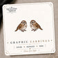 Song Sparrow Stud Earrings on the tilted Enchanted Nomad Designs card