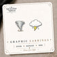 Storm Cloud & Tornado Stud Earrings on the tilted Enchanted Nomad Designs card
