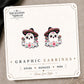 Sugar Skull Ghost Stud Earrings on the tilted Enchanted Nomad Designs card