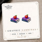 Teacher Book and Apple Stud Earrings on the tilted Enchanted Nomad Designs card