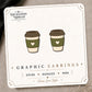 To-Go Coffee Cup Stud Earrings on the tilted Enchanted Nomad Designs card