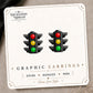 Traffic Light Stud Earrings on the tilted Enchanted Nomad Designs card