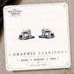 White Semi Truck Stud Earrings on the tilted Enchanted Nomad Designs card